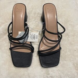 A New Day Black Strappy Women's Heels